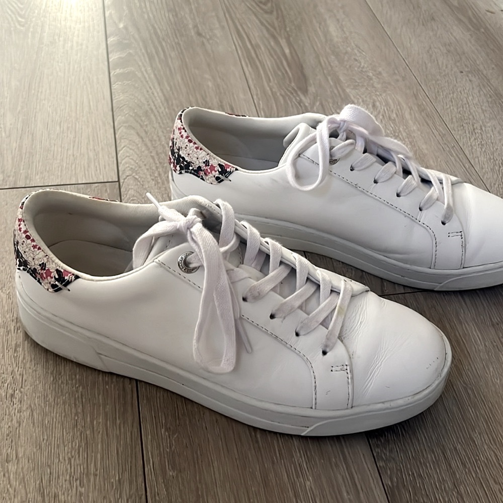 White Ted baker sneakers with floral back design
